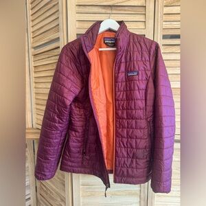 PATAGONIA Women's Nano Puff Insulated Jacket in Burgundy/Maroon/Orange, Medium